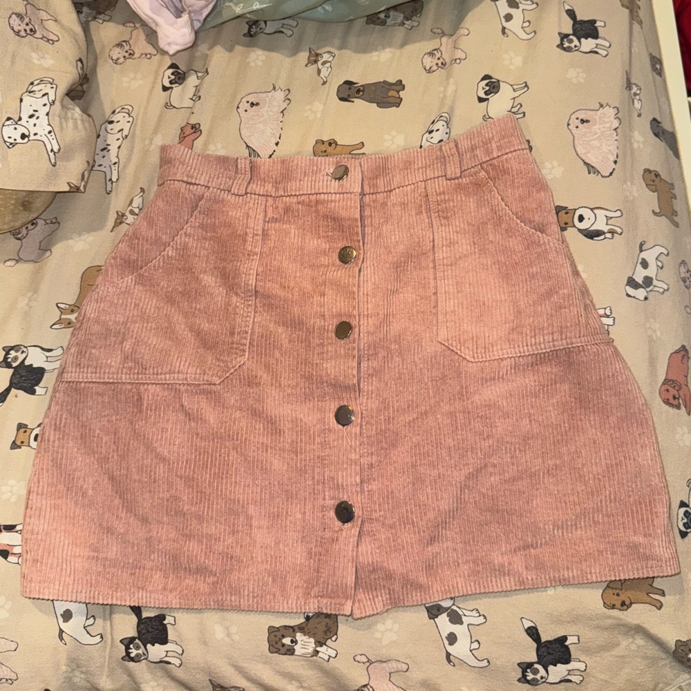 Goddess Fan Blush Pink Skater corduroy Mini Skirt
